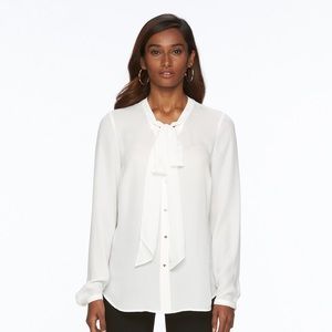 White Sheer Button Up Apt. 9